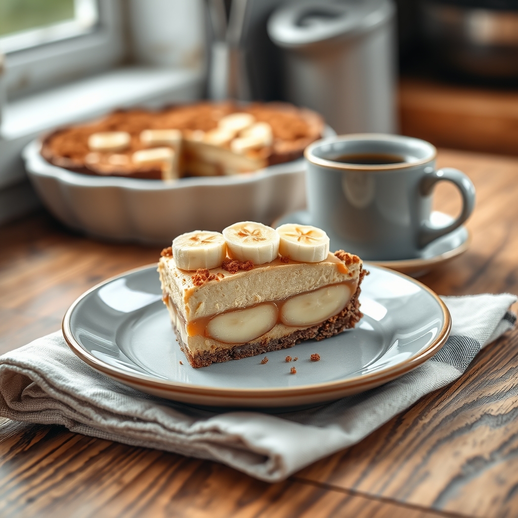 Prato pronto: Banoffee fit, servido com uma xícara de café