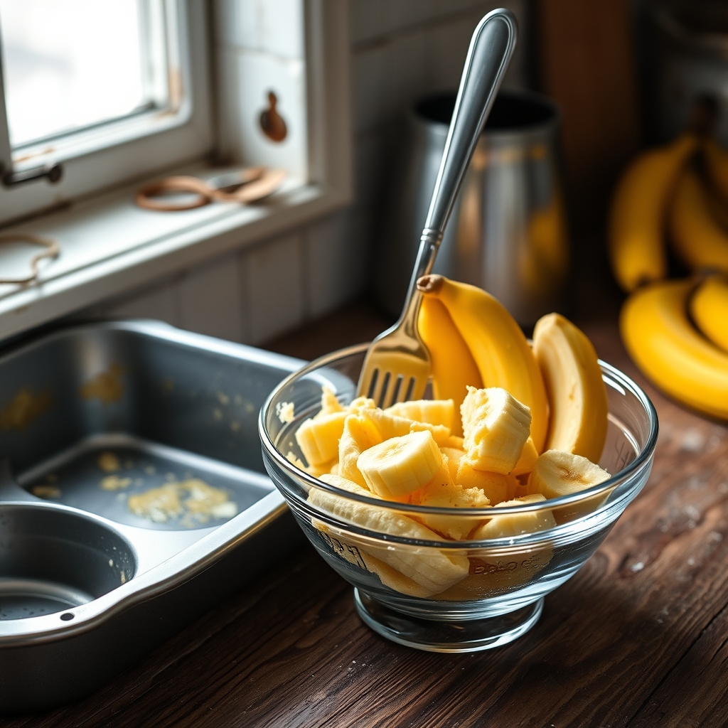 Etapa de preparo: Bolo diet de banana sem farinha e sem açúcar
