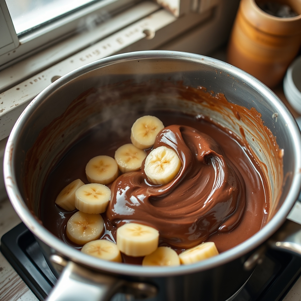 Etapa de preparo: Brigadeiro fit de banana com cacau