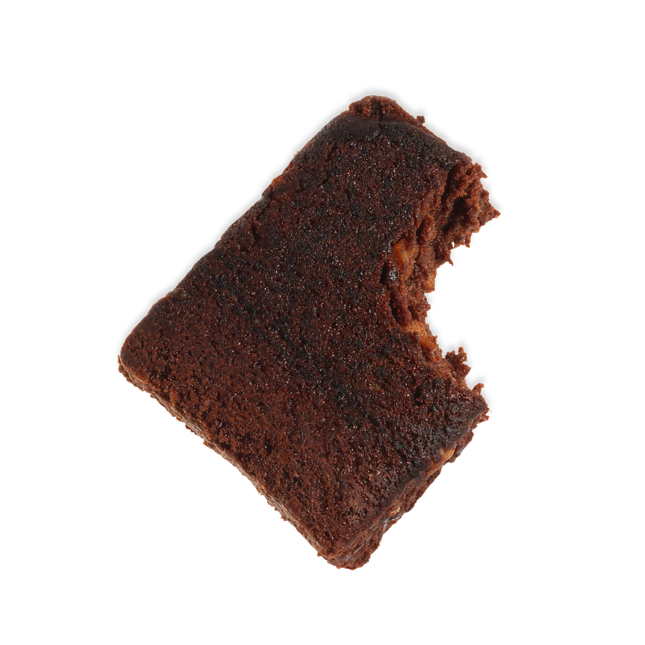 Quadrados de brownie de chocolate cortados, com textura densa e úmida