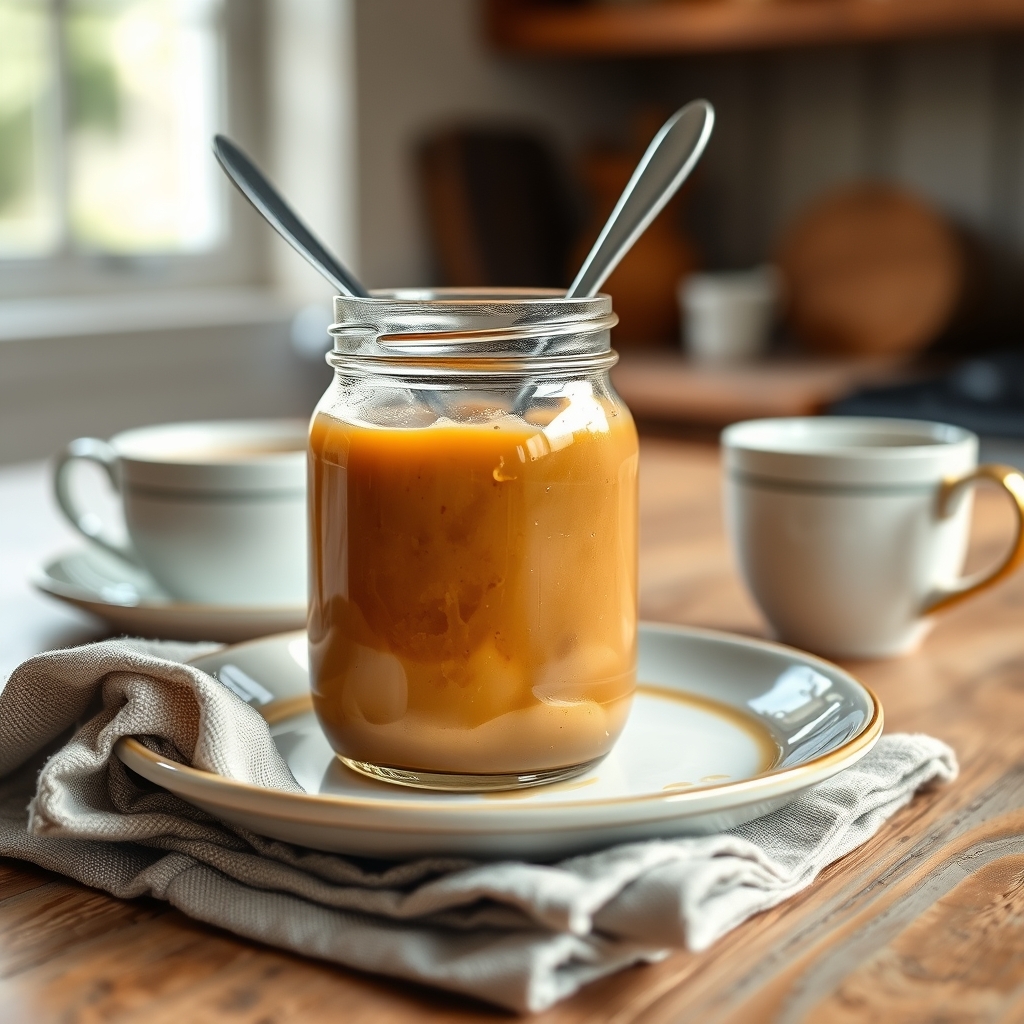 Prato pronto: Doce de leite low carb, servido com uma xícara de café