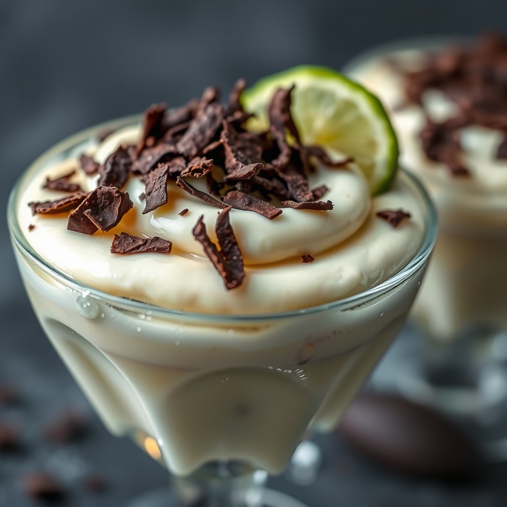 Taça de mousse de limão com raspas de chocolate meio amargo por cima
