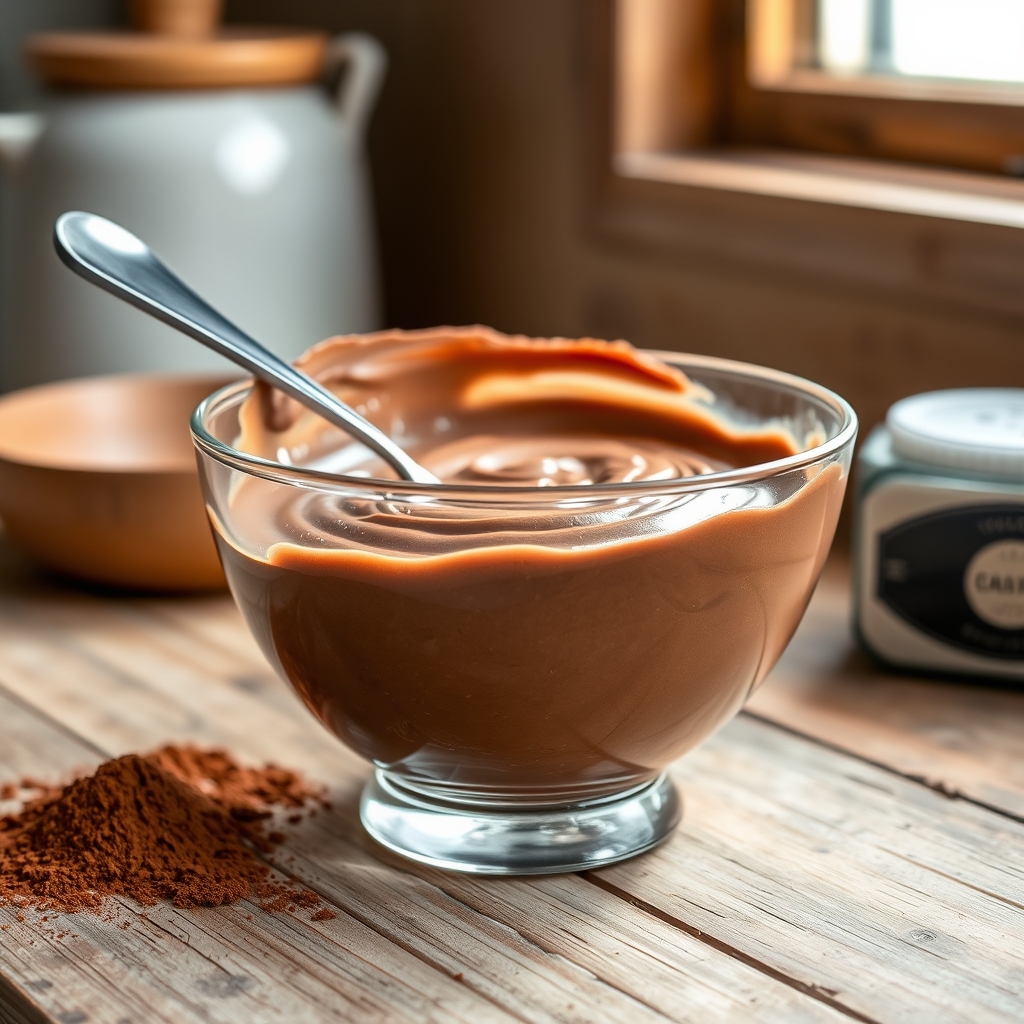 Etapa de preparo: Mousse proteico de chocolate com whey