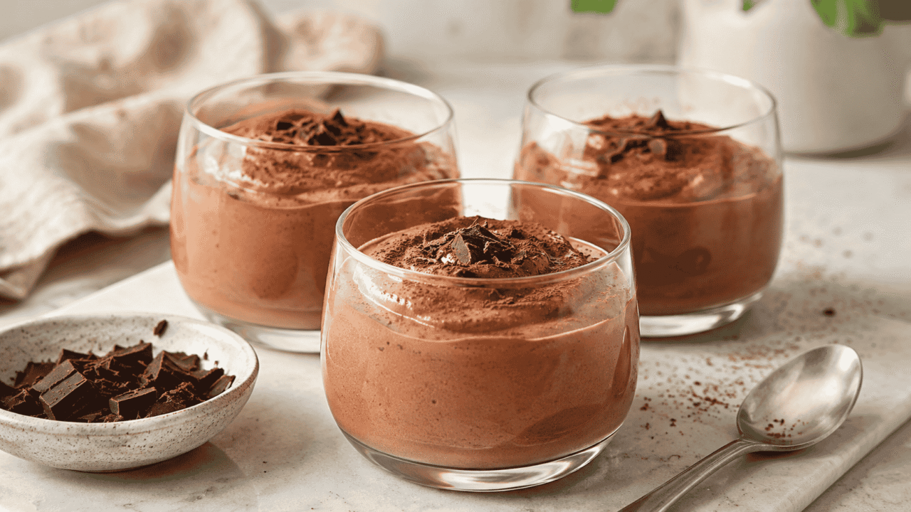 Mousse proteico de chocolate com whey