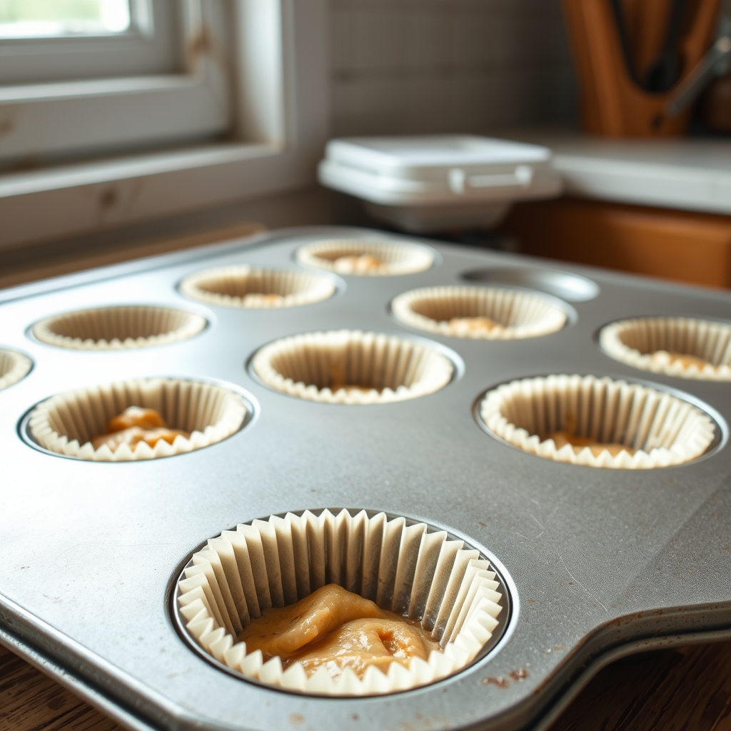 Etapa de preparo: Muffin de banana sem açúcar