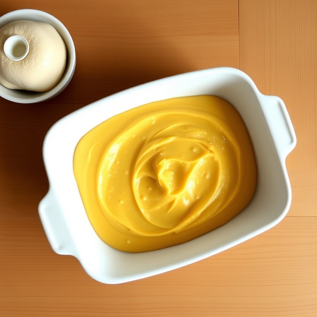 Creme de milho na forma, pronto para ir ao forno