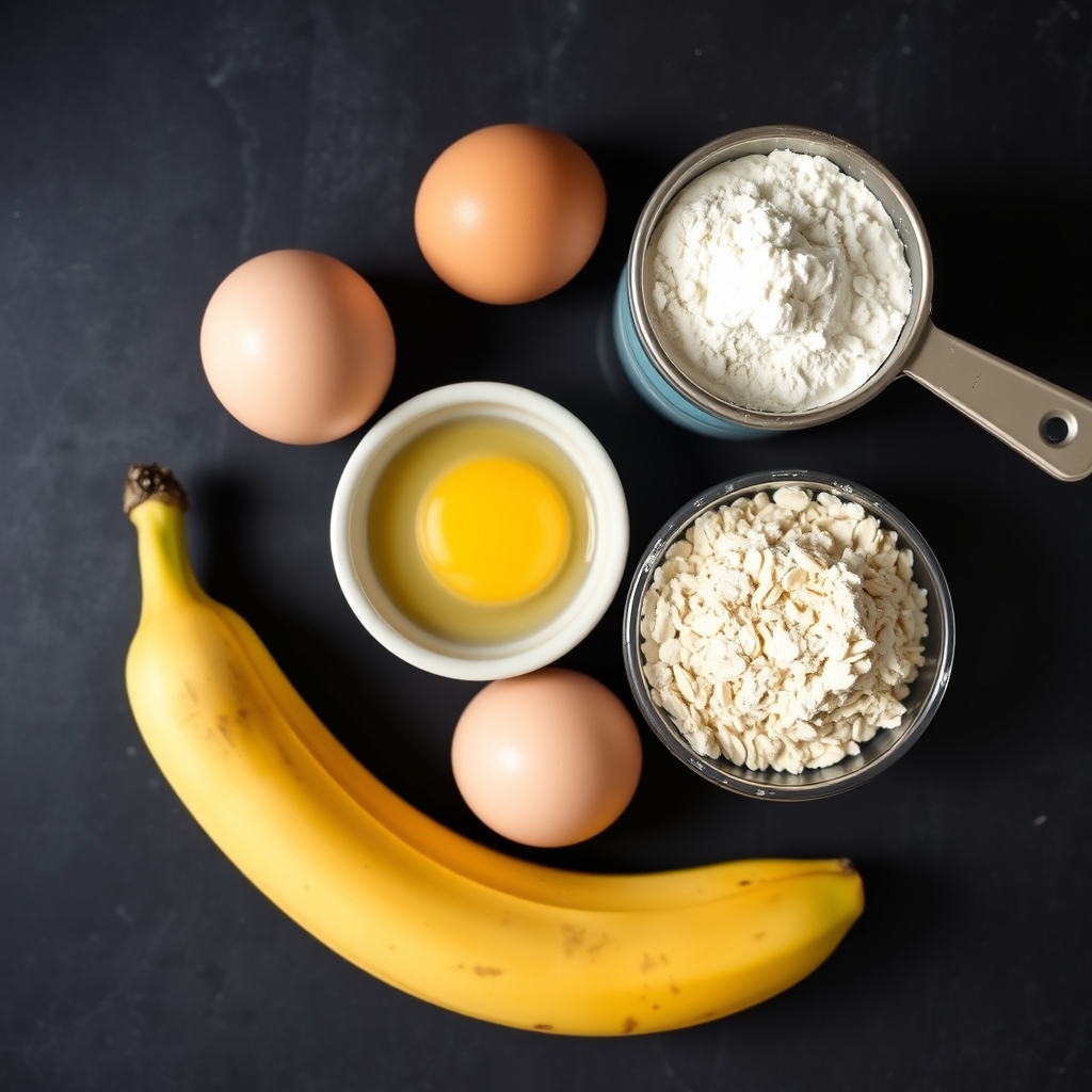 Banana, ovos, whey protein e farinha de aveia, os ingredientes da panqueca proteica