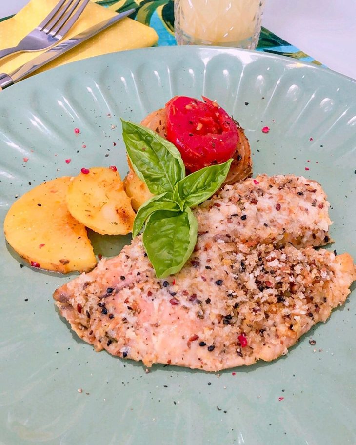 Peixe com crosta de castanhas low carb