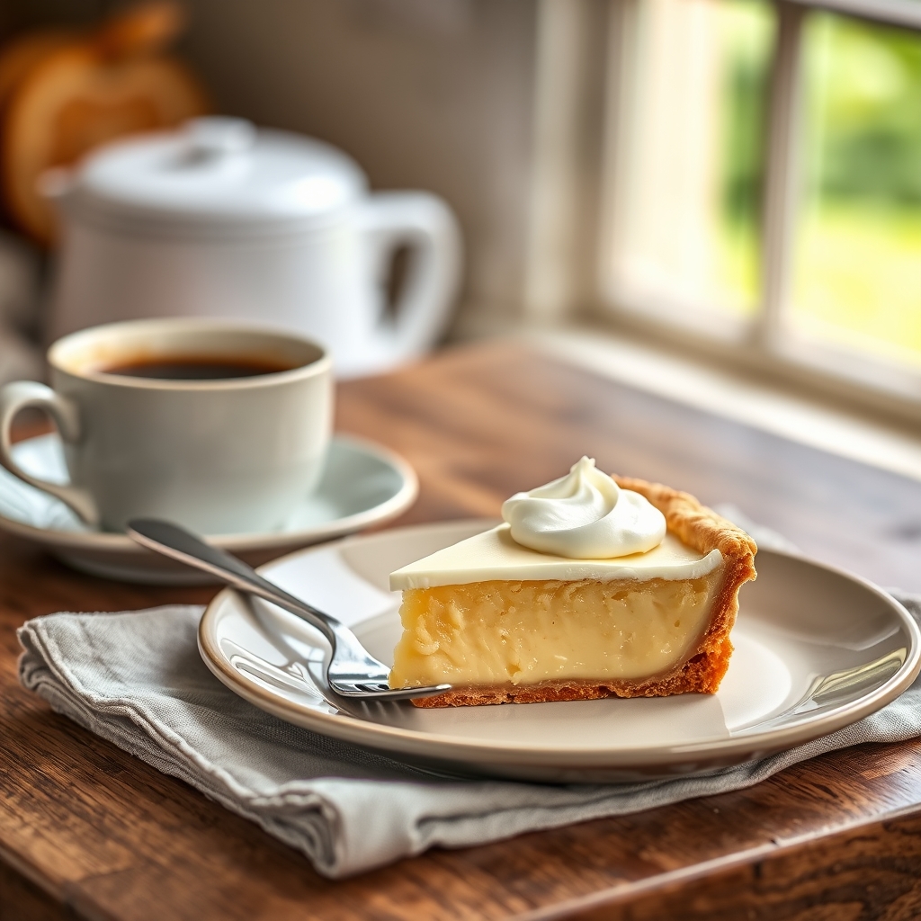 Prato pronto: Torta de limão fit, servido com uma xícara de café